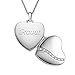 Produktbild Kette mit Gravur Silber 925 Herz Medaillon zum Öffnen für 2 Bilder Foto mit Wunsch-Gravur Name Buchstabe personalisierte Geschenke für Frauen Schmuck persönliche Mütter Halskette Amulett