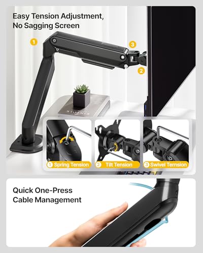 Brazo de monitor &uacute;nico monTEK para teletrabajo ordenado en casa 6
