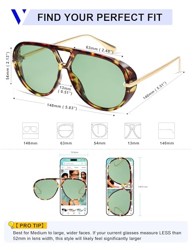 Image of VANLINKER Oversized Trendy Polarized Aviator Sunglasses for Women Men Retro Round Sunglasses Vintage Shield Shades VL9798