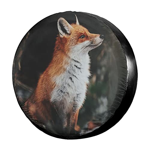 Image of Delerain Red Fox Spare Tire Covers Waterproof Dust-Proof Spare Wheel Cover Universal Fit for Trailer, RV, SUV, Truck and Many Vehicle (17 Inch for Diameter 31 inch-33 inch)