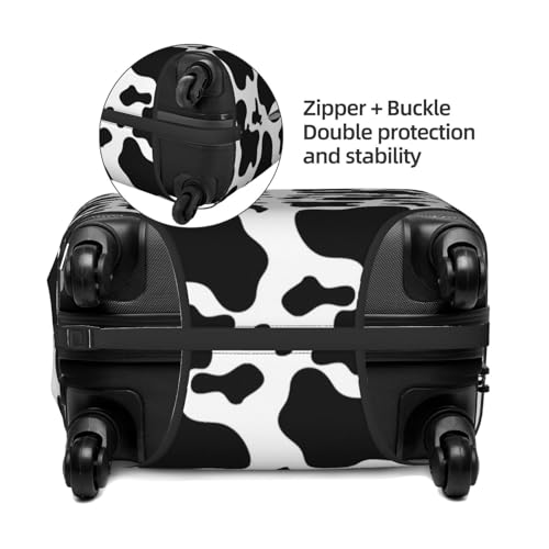 Black White Milk Cow Spots Print Luggage Cover, Protective Washable Suitcase Cover - Travel High Elastic Fibers Suitcase Protector Fits Large4