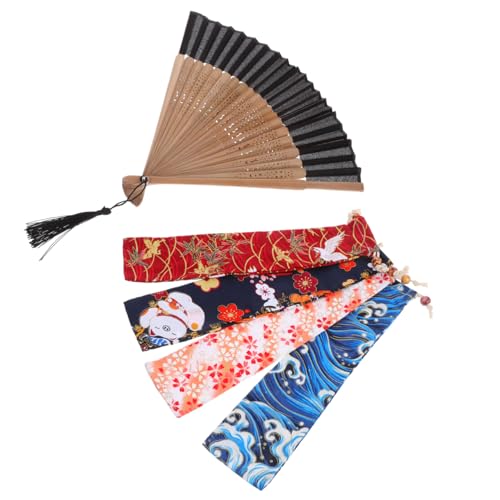 VALICLUD 4 Fundas para Ventilador Plegable con Cordón Bolsa De Almacenamiento Portátil Bolsas Decorativas para Abanicos Japoneses Retro Y Accesorios De Joyería