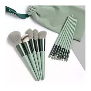 GELATO BEAUTY 13pc Makeup Brush Set with soft fluffy pouch cosmetic makeup brush set pack of 13 with travel bag (green)