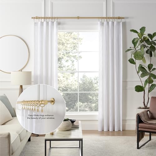 MODE Cambria Designer Series - Premium Easy Glide 18 Count Curtain Rings - Metal with Smooth, Quiet Nylon Inserts with Clips - 2 inch Diameter (1-5/8 inch Inside Diameter) - Brushed Gold by MODE - Image 4