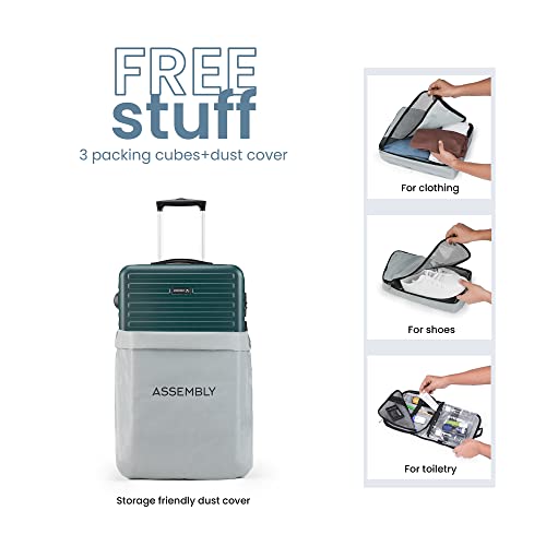 Image of Assembly Hard Shell Medium Check in Luggage Polycarbonate 60 L- Premium Hardsided Suitcase Trolley-Forest Green