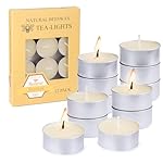 Natural Ivory White Beeswax Tealight Candles in Metal Aluminum Cup - Organic Small Candle Natural Scent Smokeless 4-5 Hours Burning - Pack of 12