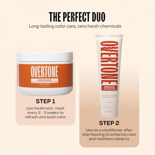 Image of OVERTONE Color Depositing Daily Conditioner, Semi Permenant, Ginger Glow | Refresh Color & Prevent Fading, Hydrating, Vegan & Cruelty-Free, All Hair Types, Contains Shea Butter & Coconut Oil