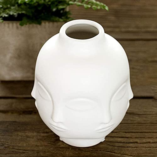 YLLQXI Witte keramische decoratieve vaas vaas, mooie plantenpot, gezichtsplanter, gezichtsvaas, bloempot, decoratief handwerk voor thuis, kantoor, winkels - Afbeelding 5