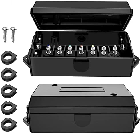 Nilight 2PACK 7 Way Electrical Trailer Junction Box 7 Gang Trailer Wire Connector Junction Box Weatherproof for Rewiring Camper RV Caravans Boat 7 Pole Cable Connection Box,2 Years Warranty - 50061B