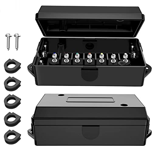 Nilight 2PACK 7 Way Electrical Trailer Junction Box 7 Gang Trailer Wire Connector Junction Box Weatherproof for Rewiring Camper RV Caravans Boat 7 Pole Cable Connection Box 2 Years Warranty - 50061B
