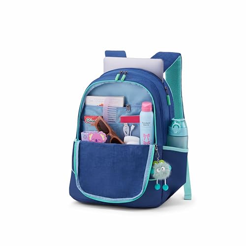 Image of American Tourister Diva | 35 Ltrs | 3 Compartments | Bottle Pocket | Ergonomic Padded Back Panel & Shoulder Straps | High School Backpack | 1 Year International Warranty | Navy