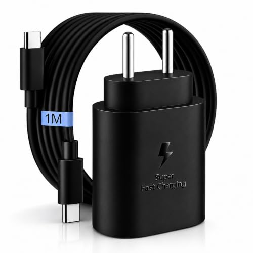 Image of Original Samsung 25W Type C PD 3.0 Superfast Charging Charger with 1M Type-C Cable for Galaxy M17|M17e|S25|S24|S23|S22(Plus|Fe) F36|F56|F16|F06|F15|F05|F14|25Watt USB-C Adapter|Travel Adaptor-Black