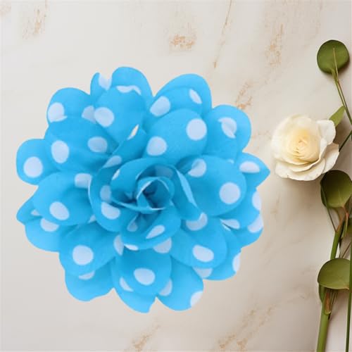 Image of Flower Hair Clip and Brooch Pin Double Color Spot Flower Broochs Lapel Pins Dainty Elegant Camellia Brooch Pin Handmade Petals DIY Clothing Shoes Hats Accessories Wedding Party Dance Banquet Dress Suit Ceremony Jewelry Accessories for Women (Blue)