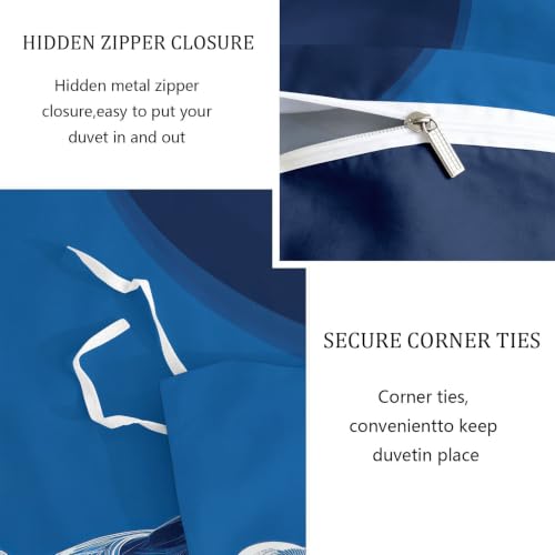 Ropa de cama azul de 155x220 cm con funda nórdica y dos fundas de almohada para cama individual 8