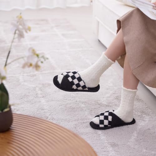 Image of GOEWY Slippers for Women with Memory Foam Open toe House Bedroom Shoes