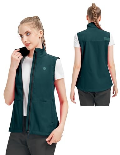 KUTOOK Weste Damen Sommer Leicht Ärmellos Laufweste Sportweste Fahrradweste Radweste Winter Softshell Fleece für Outdoor Hundesport Golf Grün L