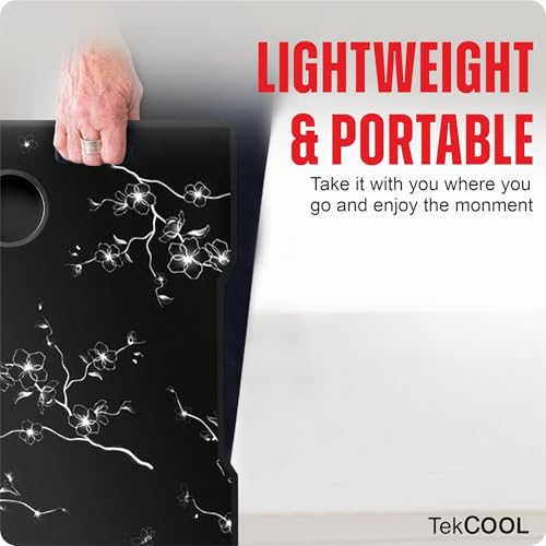 Image of TEKCOOL Smart Multipurpose Foldable Laptop Table with Cup Holder, Study Table, Bed Table, Breakfast Table, Foldable and Portable /Ergonomic & Rounded Edges /Non-Slip Legs (Flower);