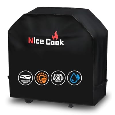 Nice Cooker Gas Grill BBQ Covers for Outside Waterproof Weather - 600D Flat Top Grill Cover for Outdoor Grill with Adjustable Straps UV for Family and Friends Outing, 60 Inch