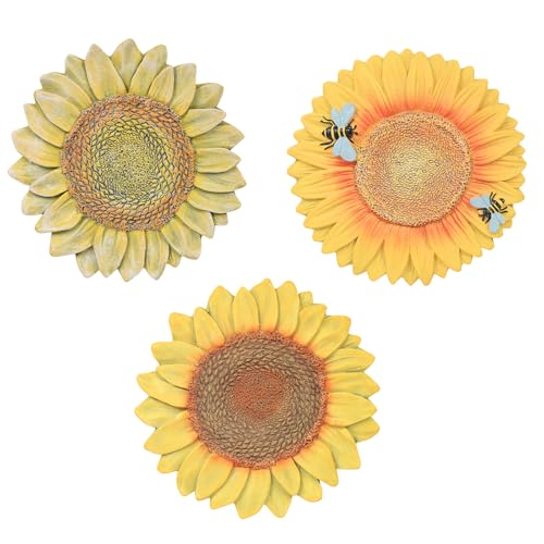 3 Pack Sunflower Cement Stepping Stone for Garden & Patio 10 Inch Hand-Painted Outdoor/Indoor Decorative Paver Durable & Weather-Resistant Yard Art Vibrant Yellow Design