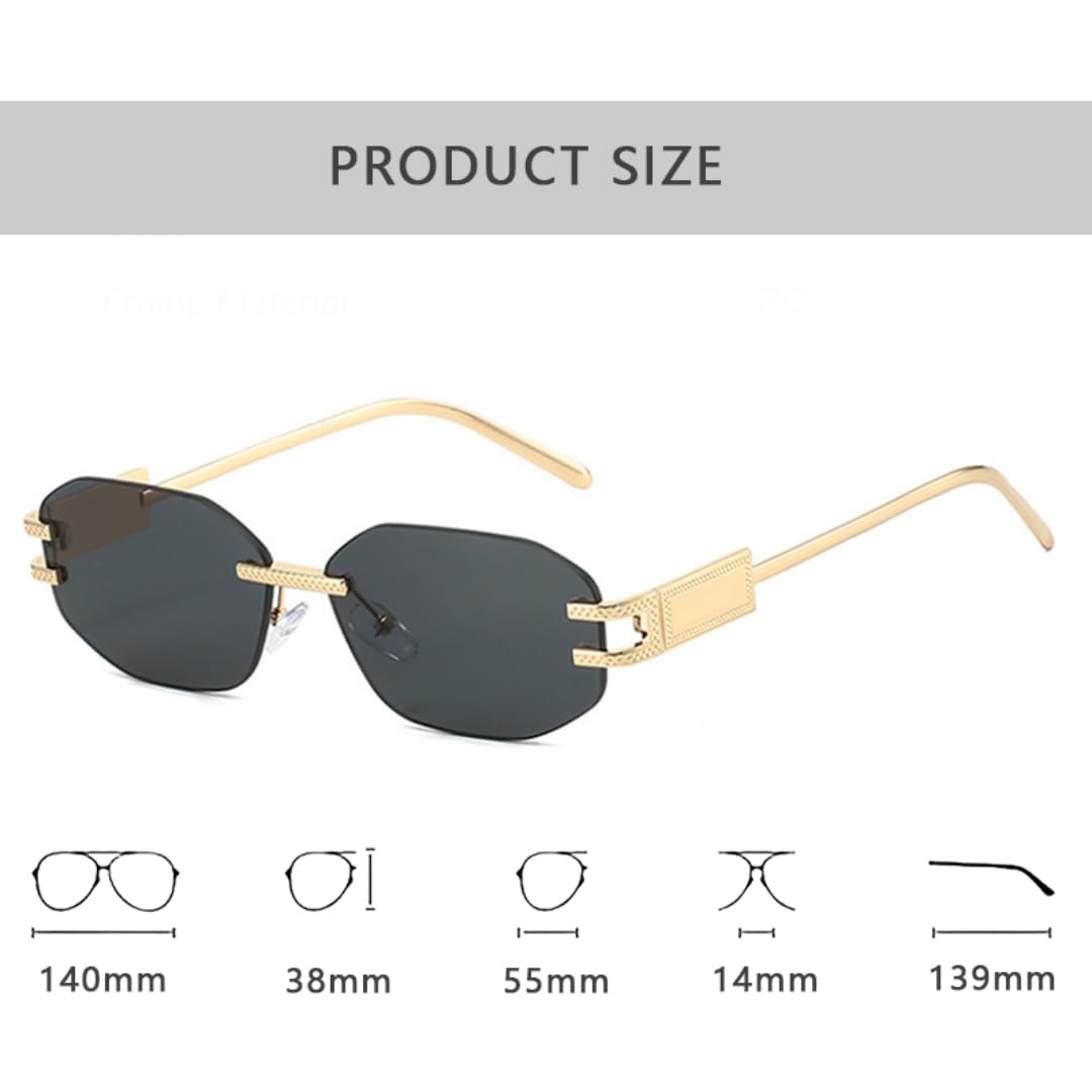 Modne luksusowe okulary przeciwsłoneczne kobiety mężczyźni vintage bez oprawek modne odcienie okulary przeciwsłoneczne na imprezę