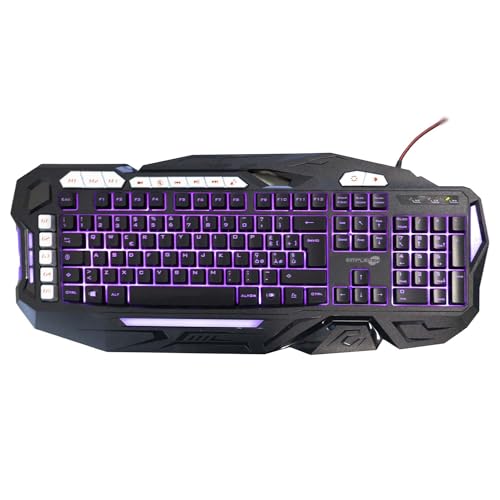 SIMPLETEK Kolorowa membrana multimedialna do gier RGB klawiatura do gier USB przewodowa PC z przełącznikiem pomarańczowym 7 kolorów