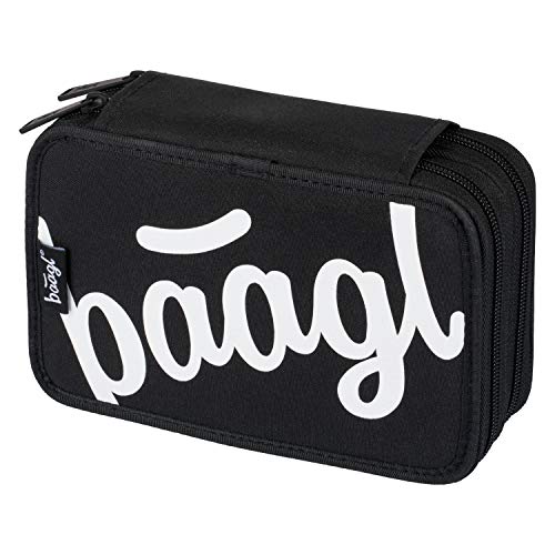 Preisvergleich Produktbild Baagl 2 Fach Federmäppchen für Junge, Schulmäppchen für Schreibwaren, Schulsachen Federtasche, Jungen Federmappe, Mäppchen für Schule (Logo Schwarz)