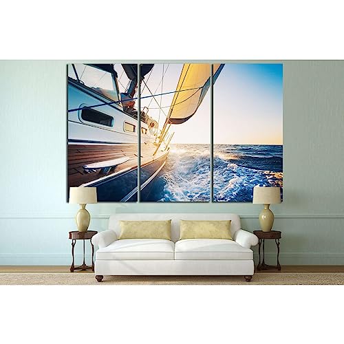Tableau yacht wall art salon grand format moderne toile 3 panneaux