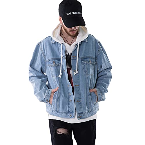 Nagri Men's Kanye Denim Jackets Virgin Mary Jean Coat Lity Of Gods Hip Pop Button Down Trucker Jacket #TOP3
