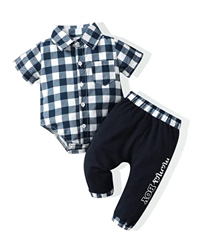 Image of Renotemy Newborn Infant Baby Boy Clothes Outfits New to The Crew Outfits Long Pants Toddler Baby Boy Clothes Set