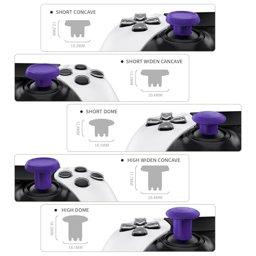 Image of eXtremeRate ThumbsGear Interchangeable Thumbsticks for PS5 Edge Controller, Replacement Purple Analog Thumb Sticks Caps for PS5 Edge Controller - 4 Heights 3 Surfaces Grips - Without Thumbstick Base