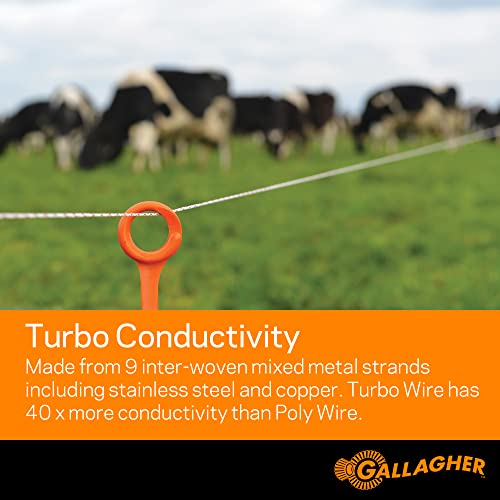 Gallagher Electric Fence Turbo Wire | 9 Mixed Metal Strands For 40X More Conductivity And Extreme Power | Ideal For Long Portable Fences | Uv, Rust Resistant | 3/32" Diameter Turbowire | 1312 Ft Plus Free 328 Ft Roll #TOP2