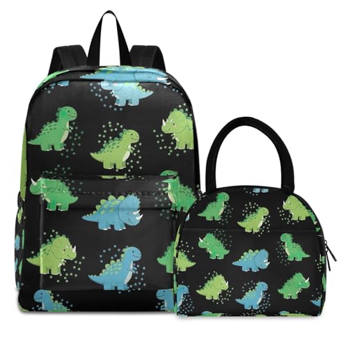 Sac à dos imperméable enfants avec motif dinosaure noir pour le camping