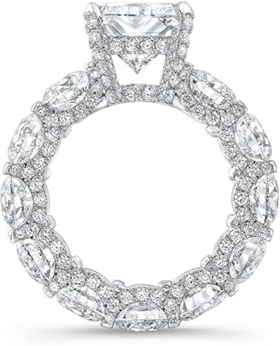 Moissanite Engagement Ring, 8-12 CT, Diamond Wedding Band, Vintage Halo Style in 10K/14K/18K White Gold/ 925 Sterling Silver2