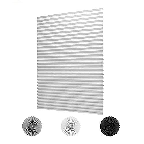 KELIXU 2 Pack Pleated Fabric Blind Light Filtering Shade Instant Stick on Blinds for Window Privacy Protection, Quick Fix and Easy to Install, with 4 Clips (120CMx180CM - 2 PACK, White)
