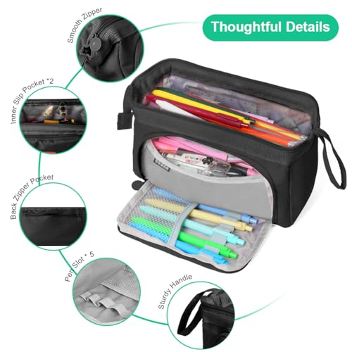 ANOMM Large Pencil Cases for Girls Boys Big Capacity Pencil Pouch with Handle - Image 4