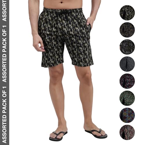 Image of Amul Comfy Men's Bermuda Shorts | Adjustable Drawstring for Better Waist Fit | Comfortable Casual Shorts | Breathable Summer Wear | Pack of 1 | Color May Vary