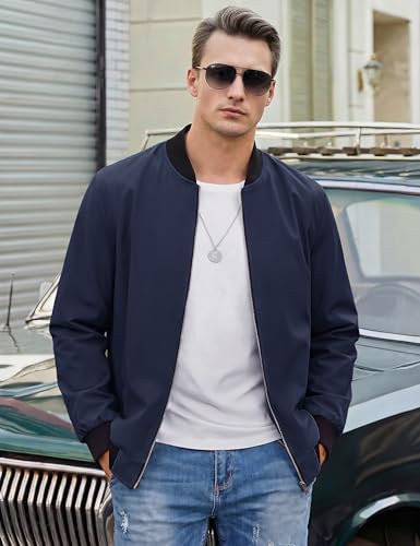 Image of TACVASEN Men's Lightweight Jacket Spring Bomber Fall Windbreaker Casual Stylish Coats with Pockets