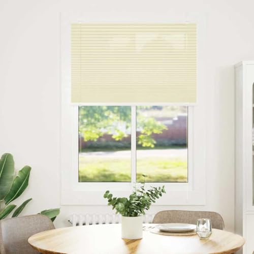 Store plissé haut de gamme en polyester crème pour intérieur chic