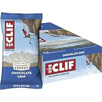 CLIF BAR - Chocolate Chip - Made with Organic Oats - Non-GMO - Plant Based - Energy Bars - 68g. (12 Pack)