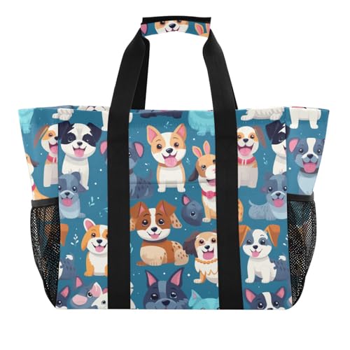 ALAZA Colorful Dinosaur Palm Tree Cactus Waterproof Beach Tote Bags