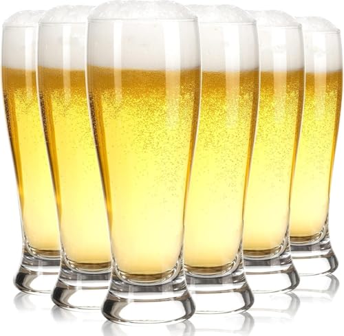 Image of WRINGO Beer Glasses Set of 6, 400ML Glass Mug with Handle, Large Big Heavy Mugs for Freezer, Multipurpose Mugs, Dishwasher & Microwave Safe (BR-02)