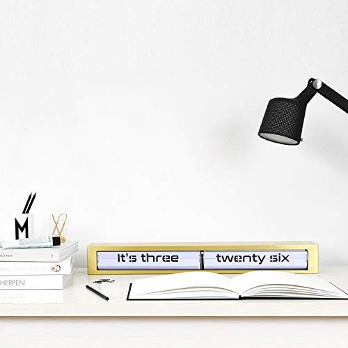 Cloudnola Texttime Metal Wall And Table Flip Clock And Wall Decor, Gold And White, 24 Inches Wide, Battery Operated Digital Display #TOP4
