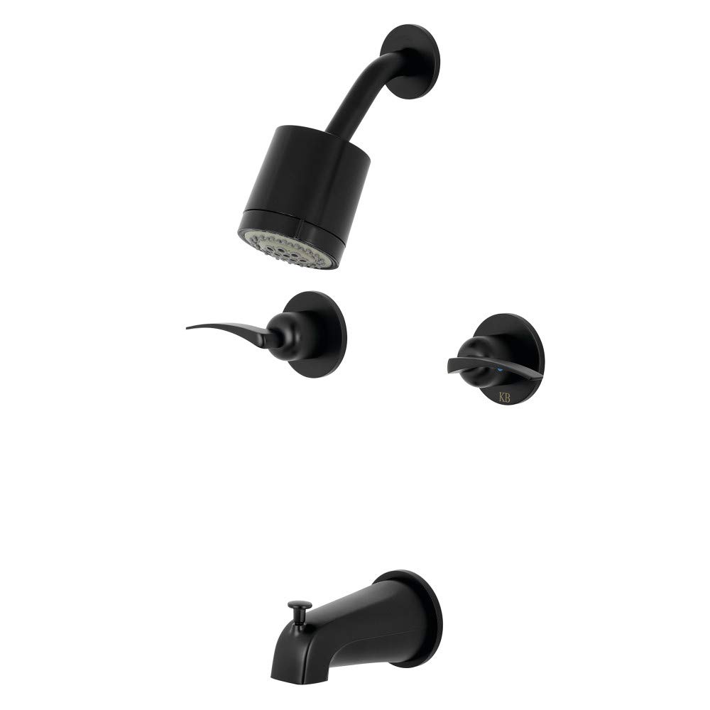 Robinet de baignoire laiton noir mat avec mélangeur douche 2 poignées Centurion KBX8140EFL