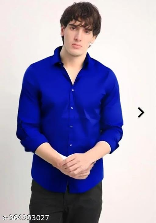 Image of for Men Cotton Blend Full Sleeve Solid Spread Collar No Pocket Casual Wear Shirt
