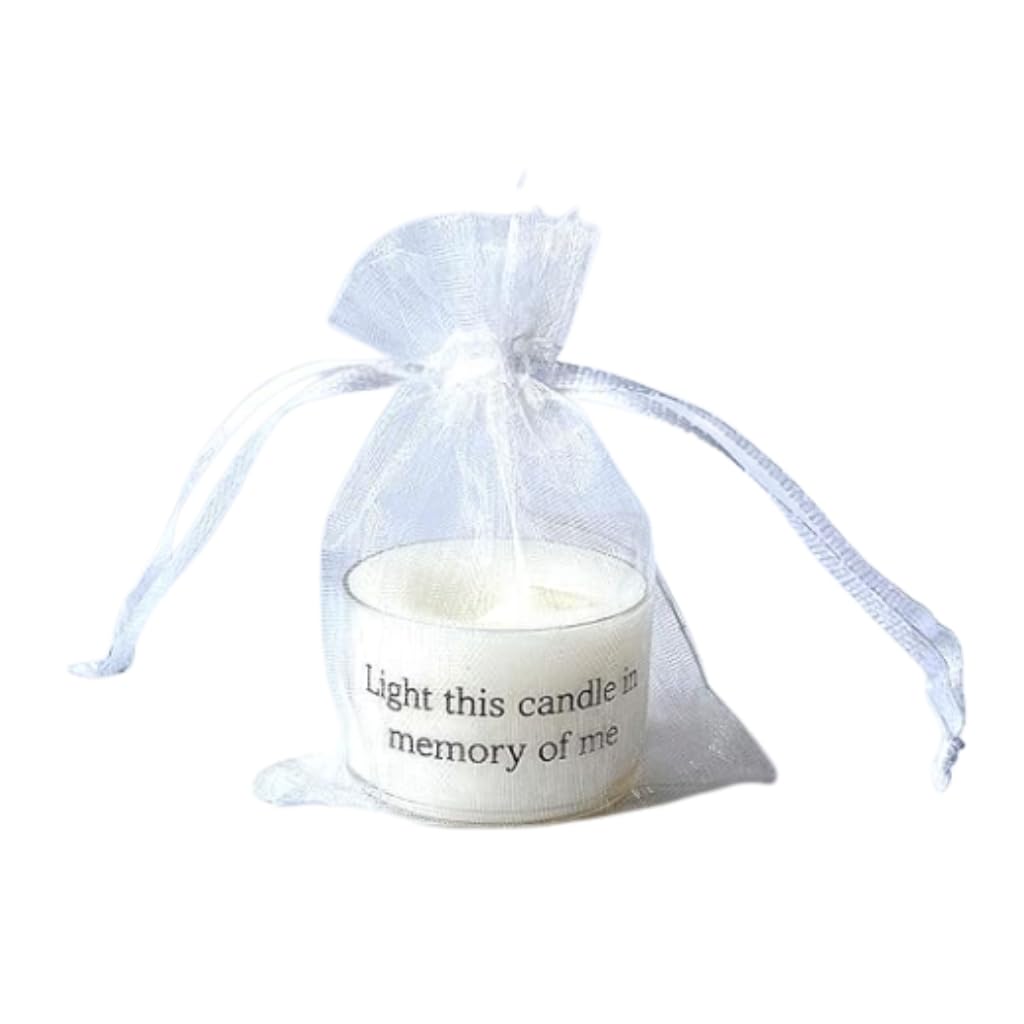 10x Memorial Tealight Candle with Organza Bag, Funeral Favour, Bereavement Gift, Remember Loved One (Light This Candle in Memory of me)
