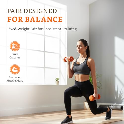 Image of Amazon Brand - Solimo Neoprene Dumbbell 3 Kg, Set of 2 (Orange)
