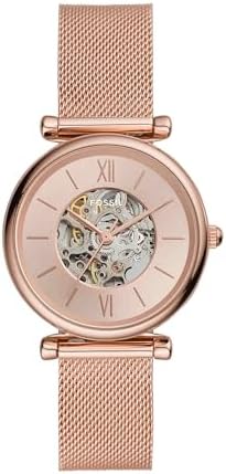 FOSSIL Montre Carlie pour Femme, Mouvement Automatique avec Bracelet en Maille d'acier Inoxydable