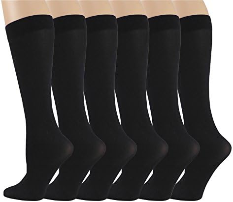 The Sox Market 6 Pairs Pack Women Stretchy Spandex Trouser Socks Opaque Knee High (Black) Size 9-11