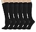 6 Pairs Women's Opaque Spandex Trouser Knee High Socks Queen Size 10-13 (Black)