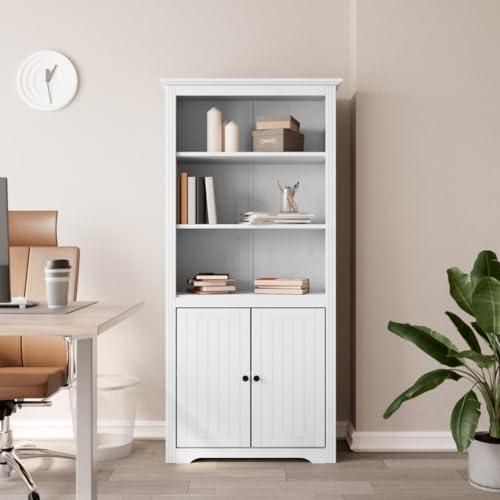 Rantry Librería BODO Madera Maciza de Pino Blanco 80x40x172 cm Librerías y estanterías